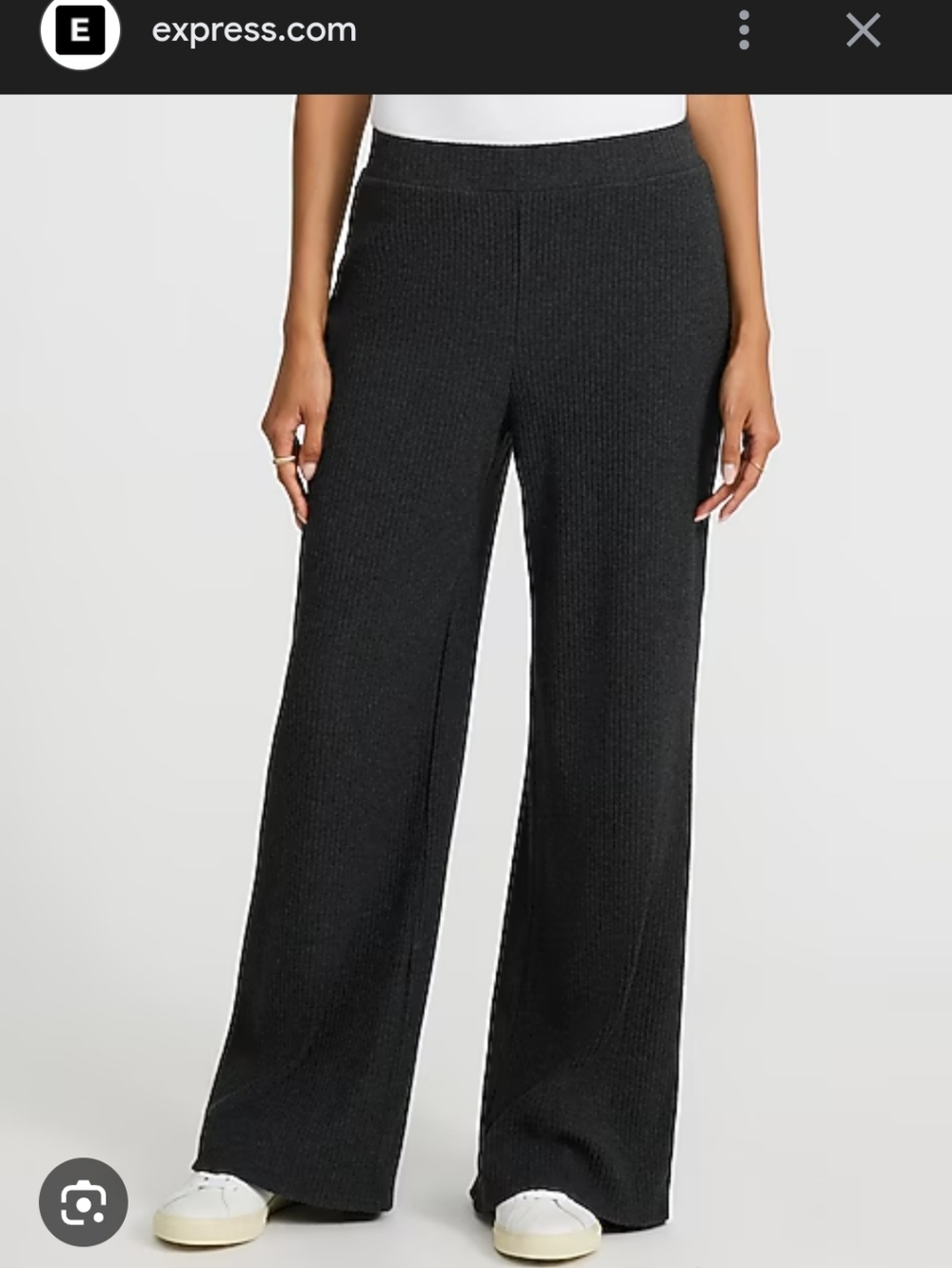 Express Black Ribbed Wide-Leg Pants